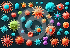 coronavirus microorganisms floating in abstract biological background