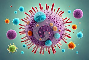 coronavirus microorganisms floating in biological abstract background