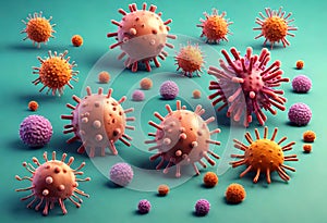 coronavirus microorganisms floating in biological abstract background
