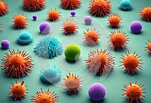 coronavirus microorganisms floating in biological abstract background