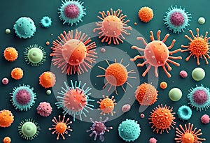 coronavirus microorganisms floating in biological abstract background