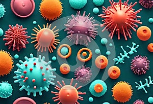 coronavirus microorganisms floating in biological abstract background