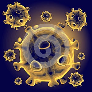 Coronavirus microscopic view of Covid-19 infection vector Background illustration