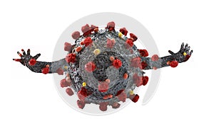 Coronavirus molecular structure and arms concept. photo