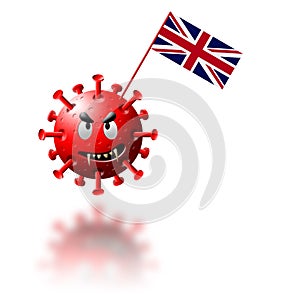 Coronavirus molecule holding great britain flag