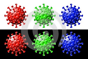 Coronavirus molecules in RGB colors isolated