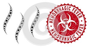 Coronavirus Mosaic Aroma Steam Icon with Textured Hemorrhagic Fever Stamp