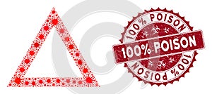Coronavirus Mosaic Contour Triangle Icon with Textured 100 Percent Poison Seal