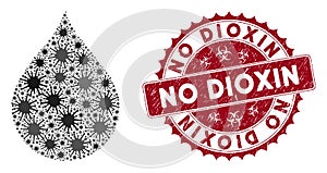 Coronavirus Mosaic Drop Icon with Scratched No Dioxin Stamp