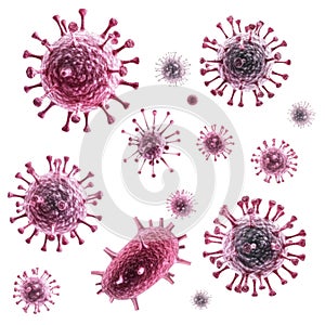 Coronavirus 2019-nCoV. Microscopic view of virus cells