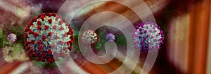 Coronavirus outbreak and coronaviruses influenza background banner with realistic 3d rendering