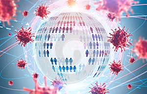 Coronavirus pandemia concept, planet hologram photo