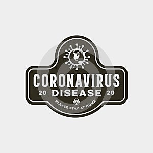 Coronavirus pandemic badge. health and medical vector illustration. t-shirt design concept.