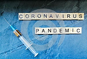 Coronavirus pandemic on blue background