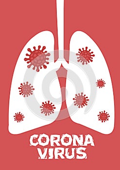 Coronavirus pandemic concept influenza flu outbreak design with a lung attack by virus