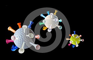 Coronavirus Pandemic COVID-19 Diagram using Golf balls plus Tee`s