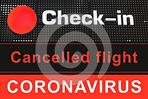 Coronavirus pandemic danger, covid 19 epidemic, air flights cancellation, passengers check in and control in international airport