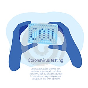 Coronavirus pcr plate positive test vector illustration