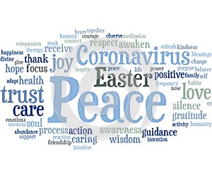 Coronavirus Peace easter hope word cloud concept