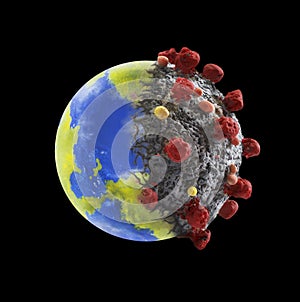 Coronavirus planet earth pandemic contagion concept.