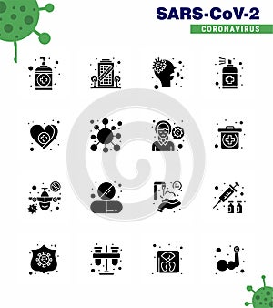 Coronavirus Precaution Tips icon for healthcare guidelines presentation 16 Solid Glyph Black icon pack such as heart, handcare,