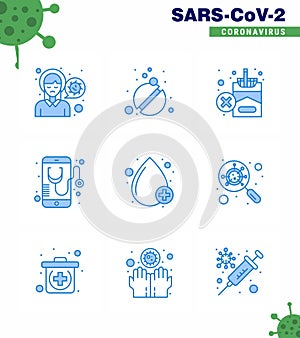 Coronavirus Prevention 25 icon Set Blue. online, medical, care, healthcare, cigarette