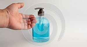 Coronavirus prevention hand sanitizer gel to prevent pathogens from secretions and hand hygiene photo