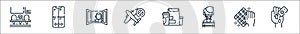 coronavirus prevention line icons. linear set. quality vector line set such as hand sanitizer, clean, medical mask, take away, no