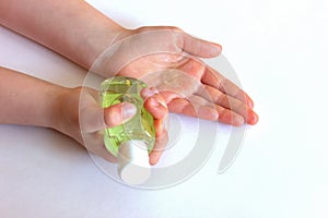 Coronavirus prevention. medical masks and hand holding sanitizer gel for hand hygiene. corona virus epidemy protection.