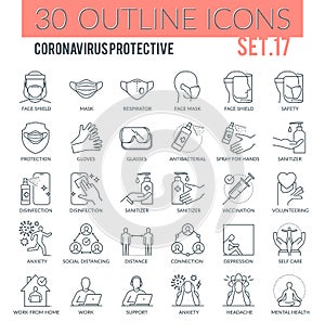 Coronavirus Protective Outline Icons