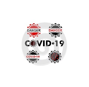 Coronavirus and public health risk disease and flu outbreak pandemic safety sign. Icon with cell of coronavirus. Danger zone sign