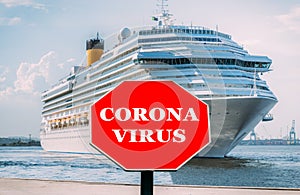 Coronavirus quarantine infectious disease concept on cruise ship