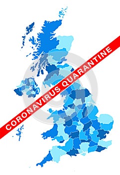 Coronavirus Quarantine United Kingdom map. 2019-nCoV. Map of the World Pandemic. Vector