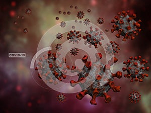 Coronavirus red cells illustration on black background