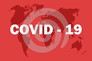 Coronavirus. Red map of the world. COVID-19. Spread of infection. Dangerous virus. Vector illustration.