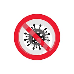 Coronavirus red round prohibition sign. stop covid-19 pandemic badge. stop coronavirus design concept