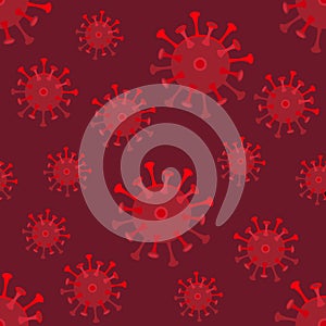 Coronavirus red seamless pattern