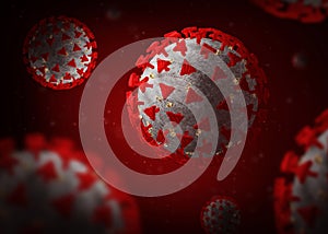 Coronavirus with red spikes. 3D illustration