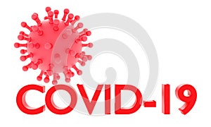 Coronavirus. Red word COVID-19 isolated o white