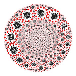 Coronavirus Red Zone Icon Spheric Bubble Mosaic