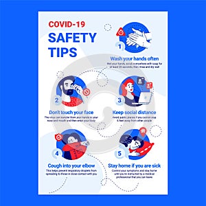 Coronavirus Safety Tips. Modern Colorful and Lines Icons. COVID-19