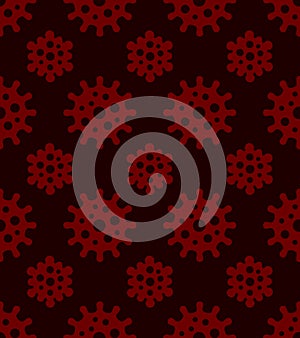 Coronavirus Seamless Pattern on Dark Background. Vector
