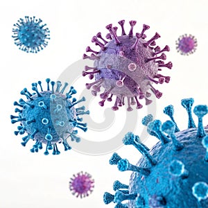 Coronavirus strains isolated on white