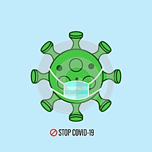 Coronavirus symbol with mask for stop covid.