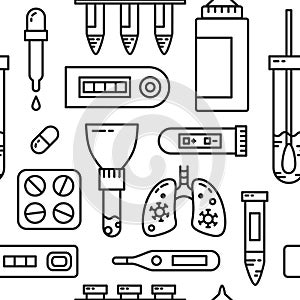 Coronavirus testing and treatment seamless pattern