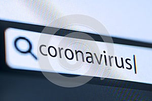 Coronavirus text on the computer monitor