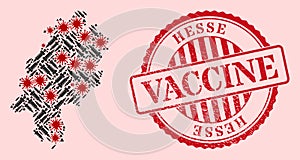 CoronaVirus Vaccination Mosaic Hesse Land Map and Watermark Vaccination Seal