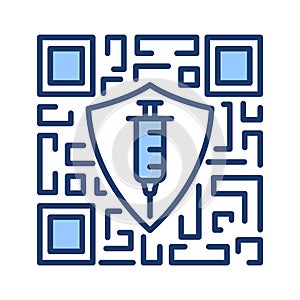 Coronavirus vaccination QR code. Electronic digital passport of a negative corona virus test result. Vaccine data