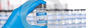 Coronavirus Vaccine bottle Corona Virus COVID-19 Covid vaccines copyspace copy space panoramic photo