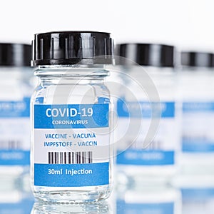 Coronavirus Vaccine bottle Corona Virus COVID-19 Covid vaccines square copyspace copy space